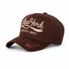 Men's and Women's Color Block Baseball Cap with Leather Brim and Embroidered Letters - Spring/Summer Sun Protection Duckbill Hat.