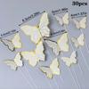 30Pcs Butterfly Cake Toppers Princess Girl Wedding Happy Birthday Party Decor Dessert Cake Decor Butterfly