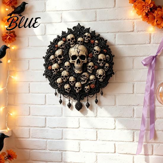 Year Round Dark Decor Gothic Halloween Wall Decor Vintage Relief Skull Ghost Bat Party Plaque Aesthetic Hanging Art for Entryway Living Room