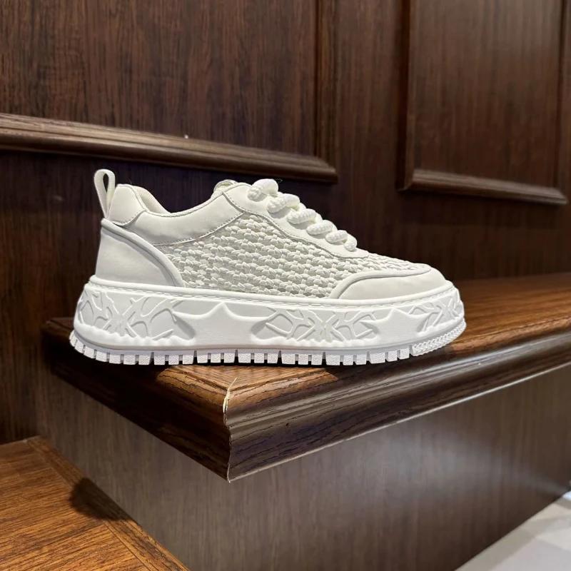 Green Tall Thick Soled Men'S Sneakers Fashion Personality Simple And Versatile Youth Casual Shoes Comfortable Durable Sports