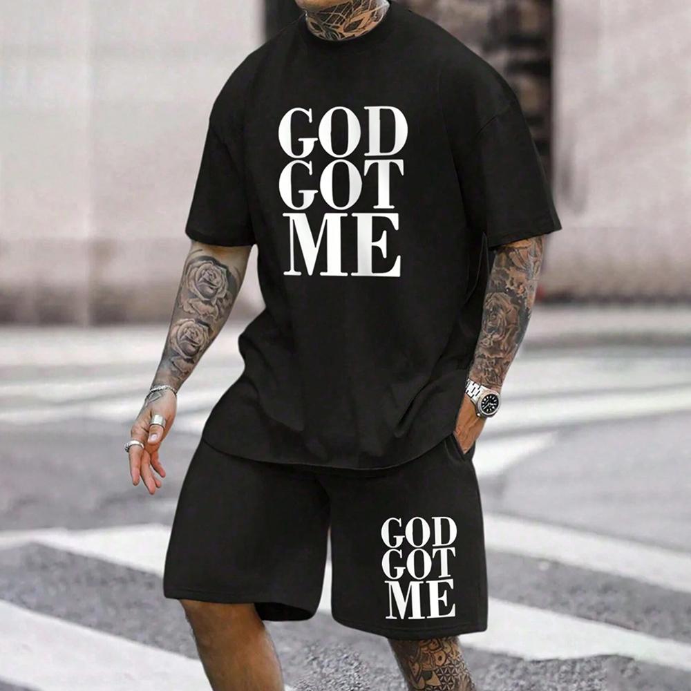 

Мужская летняя повседневная футболка с круглым вырезом, коротким рукавом, принтом в виде 3D-букв и цветов, комплект шорт на шнурке, спортивная одежда 6XL