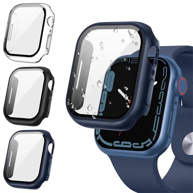 3 Pack Tempered Glass Cover for Watch Screen Protector Case 9 8 7 6 5 4 3 SE 40MM 41mm 46mm 45mm 10 42mm 38mm Accessories