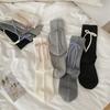 Warm Wool Socks for Autumn and Winter, Followed By Three-dimensional Bow Accessory Socks, Boneless Solid Color Mid-calf Socks