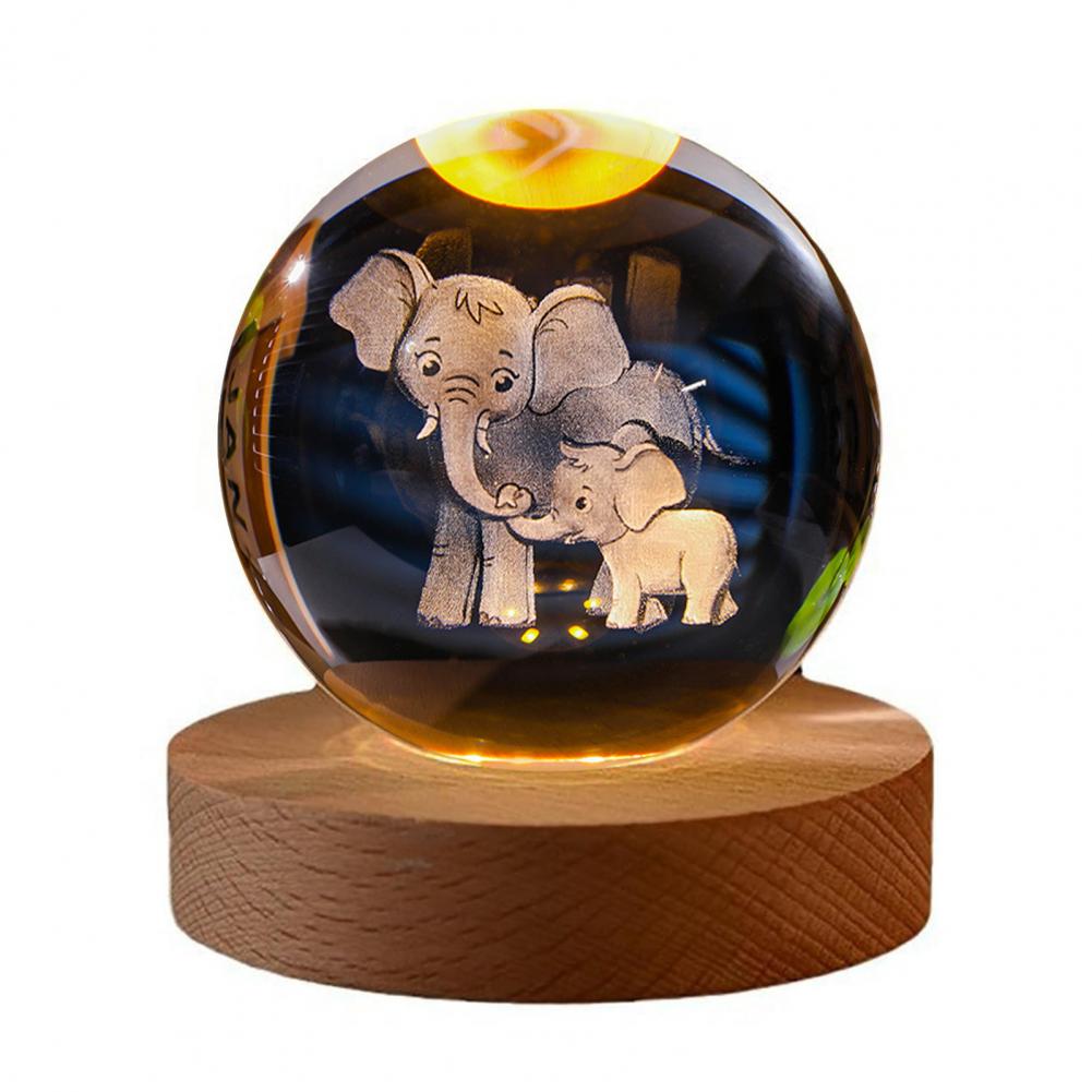 Faszinierende visuelle Erlebnislampe Glaskugel Lampe Sonnensystem Kugel Nachtlicht mit Holzsockel 7 Farbwechsel für Zuhause