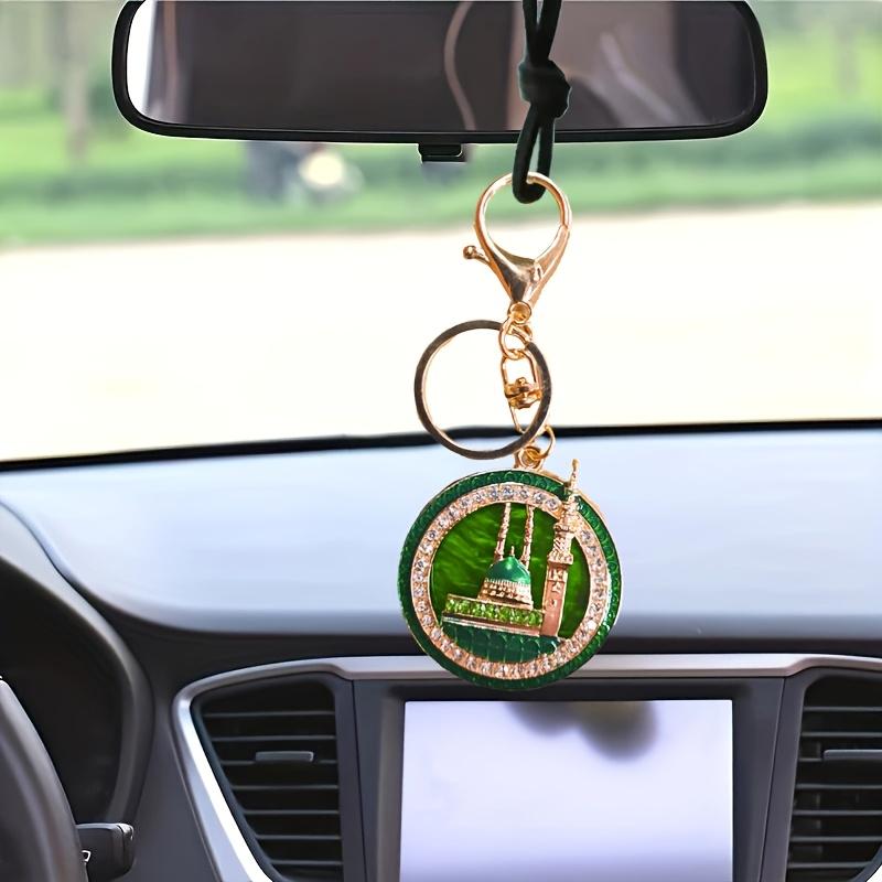 1pc Islamic Mosque Keychain with Artificial Rhinestones, Metal Bag Charm, Car Hanging Accessory, Ideal Gift for Family and Friends