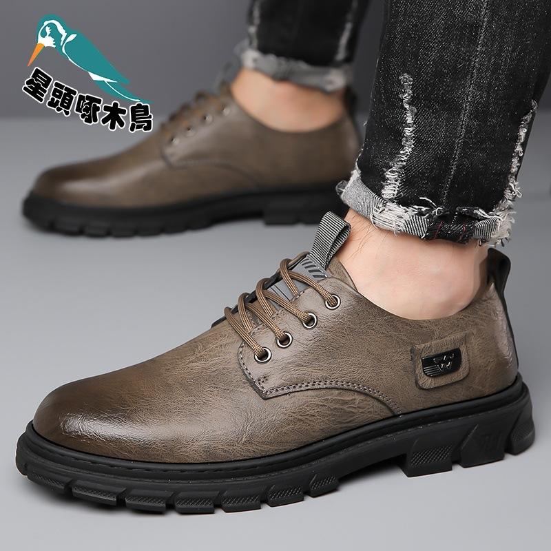 Star-headed woodpecker men's shoes new soft-soled leather shoes men's genuine leather casual shoes men's trendy leather shoes
