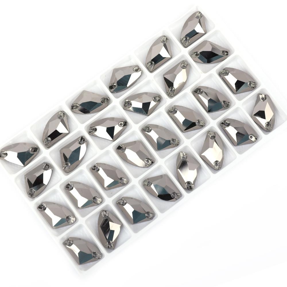 Weichen Flat Bottom Double Hole Color Axe Shape Hand Sewn Buckle Glass Rhinestone Diy Dress Wedding Dress Accessories