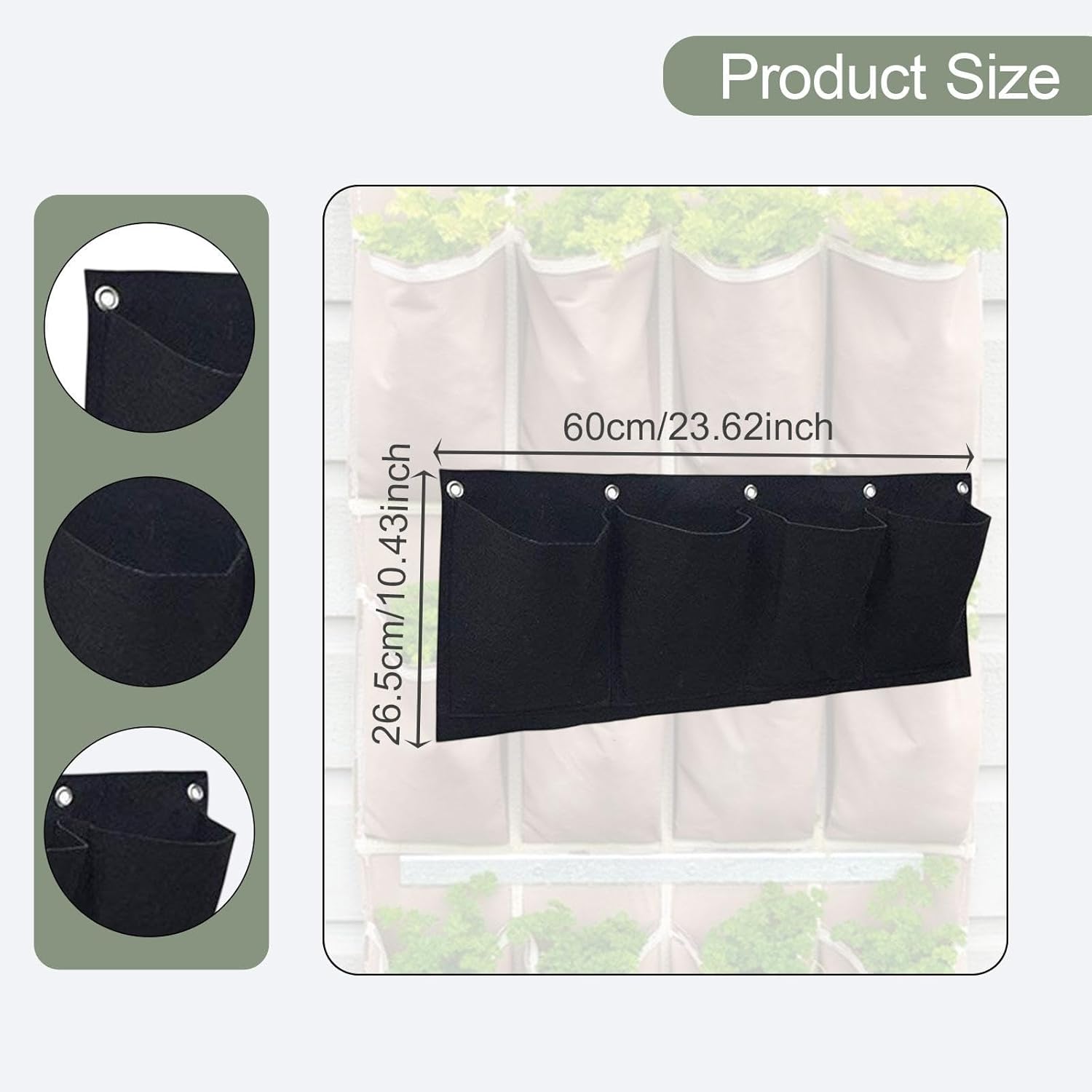 

4 Pockets Wall Hanging Planting Bags Gardening Flowers Plant Grow Pot Planter Vegetables Wall Bag Home Supply Garden Tools