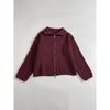 Frühling Damen Locker Fauler Stil Pullover Cardigan Ausgestellter Revers Langarm Doppelkettenstreifen Strickmantel