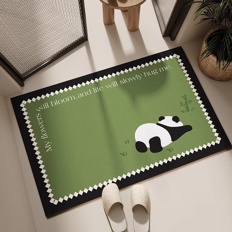 Panda Cartoon Kieselgur Saugmatte Badezimmerbodenmatte Toilettentürmatte Rutschfeste Fußmatte Eingangstürmatte