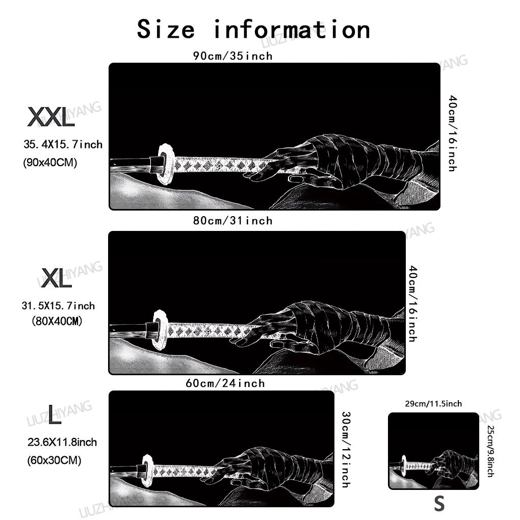 Mouse pad black Japanese samurai sword desk pad XXL Large Office Computer Mousepad Pc Accessories Rubber Keyboard Desk Mat 90x40