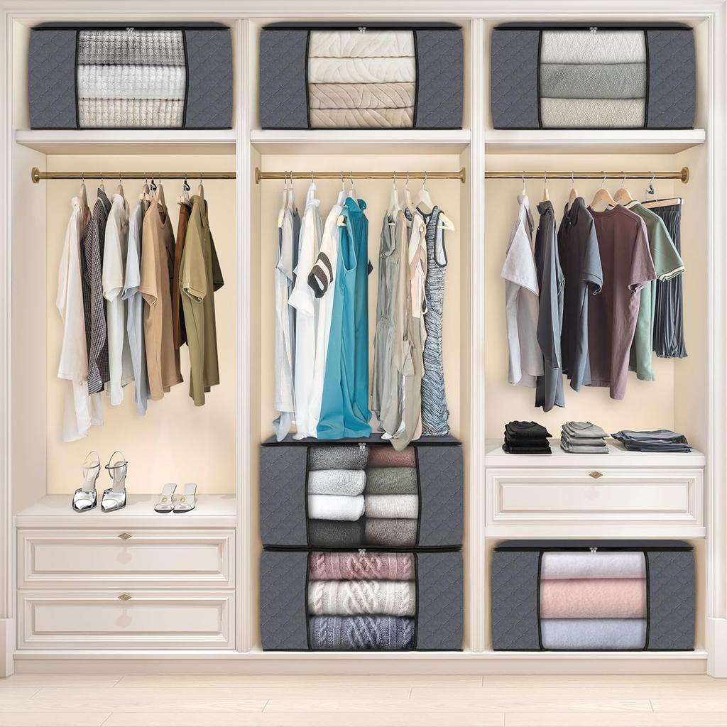 Fab Totes Storage Bags,Clothes Blanket Storage Bins Foldable Closet Organizers with Reinforced Handle for Home Dorm Storage and Organization