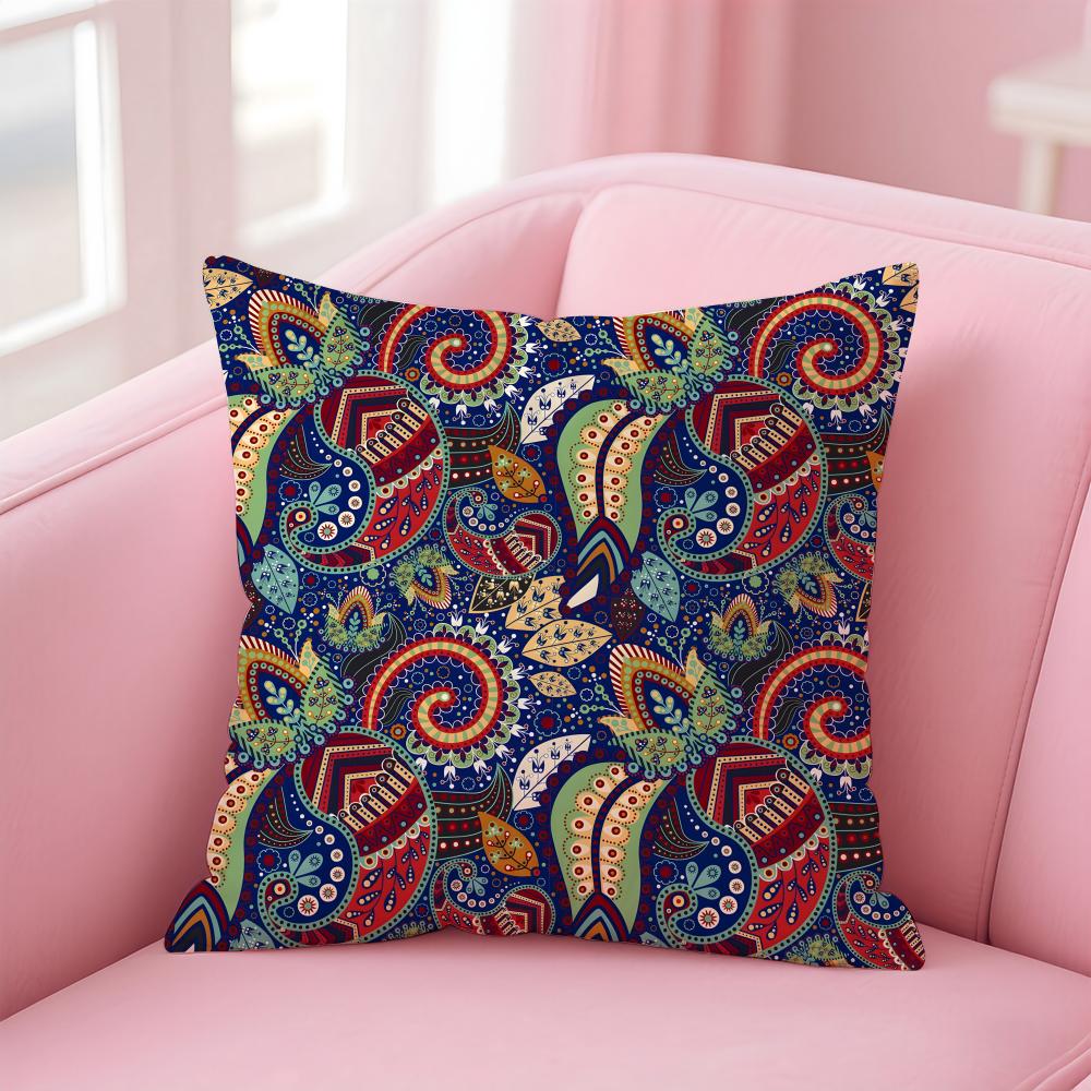 Classic Luxury Paisley Walnut Flower Pattern Cushion Cover Pillowcase Short Plush Invisible Zipper Room Sofa Cushion Cover
