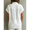 Women's V Neck Loose Slimming Button Down Pleated Blouse Casual Shirt Top