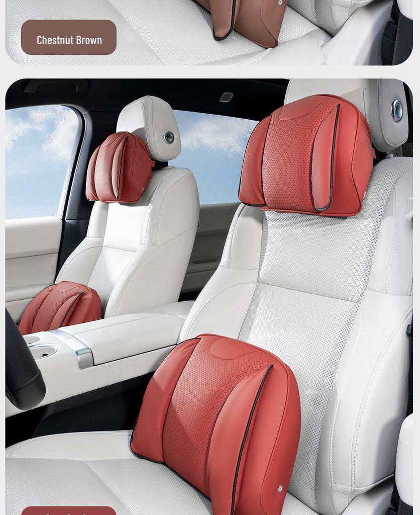 Nissan Car Headrest & Seat Protector Neck Pillow with Lumbar Support for Patrol, Ariya, Kicks, NV200, Murano, and Tiida.