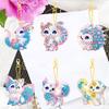 6Pcs Acrylic Double Sided Animals Diamond Painting Keychain Diamond Painting Art Keychain Pendant for Home Birthday Party Decor