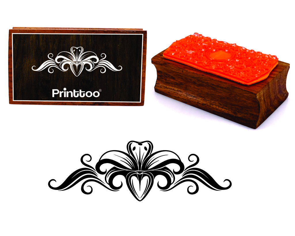 Printtoo Crafting Floral Border Design Rectangular Wooden Rubber Stamp Block