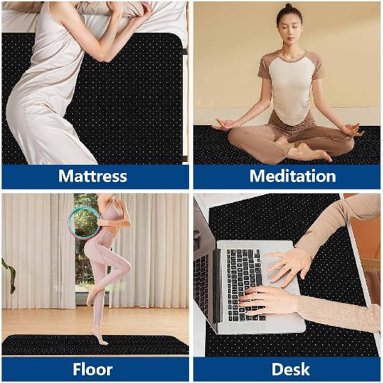 Grounding Mat for Bed, Grounding Pad for Sleeping, Tear-Resistant PU Leather Grounding Mattress with Cord
