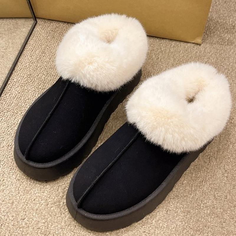 Fashion Comfortable Faux Furry Snow Boots Women Winter 2025 Solid Color Platform Ankle Boots Woman Sewing Plus Size Warm Booties Ladies
