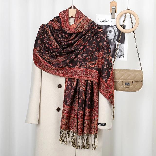 Dicker Pashmina Schal Stola Wickel Paisley Jacquard Stolen Vintage Kaschmir Schals Bedruckter Baumwollschal Sonnenschutz Hijab