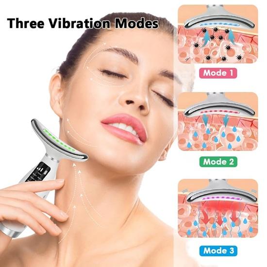7-Farben LED Lichttherapie Gesichtsmasseur Anti-Aging, Hautstraffung Gesichtsabnehmstab, Vibration, Faltenreduzierung für Gesicht, Hals, Auge