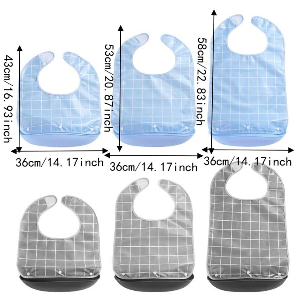 Plaid Pattern Elderly Bib Waterproof Eating Smock Easy Clean Mealtime Bib  Elderly Care