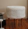 Hornbeam Wooden Leg Decoative White Round Plush Pouf Bench Sofa Chair Albatross White Plush Pouf Wooden Leg
