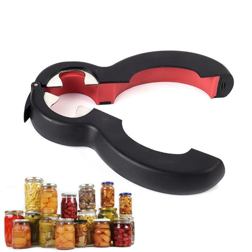 Stainless Steel 6 in 1 Adjustable Multifunctional Opener Heavy Duty Can Jar Ergonomic Kitchen Tool