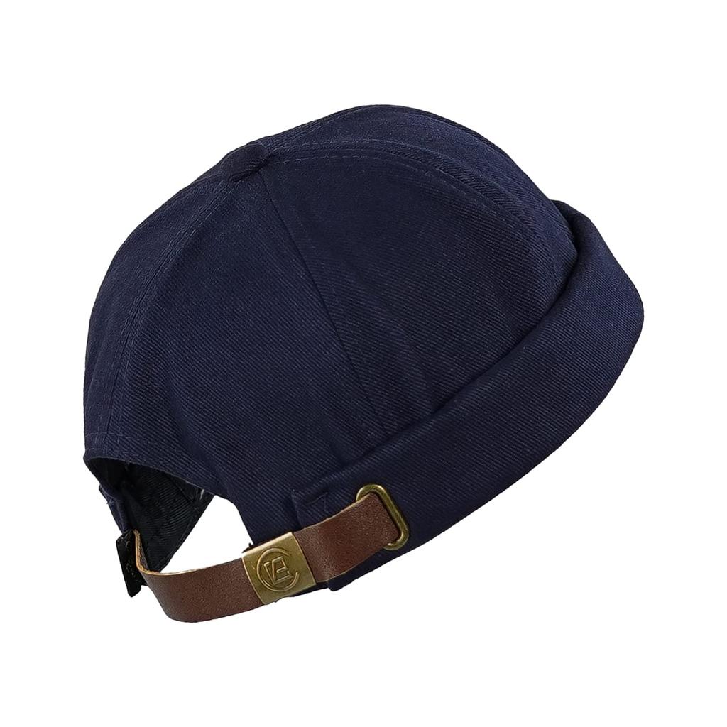 Croogo Rollmütze, Fischerhut, Herren, Baumwolle, Rund, Beanie, Einfarbig, Matrosenmütze, Mode, Retro-Kappe, Outdoor, Faltbar (G-OG01-Marine)