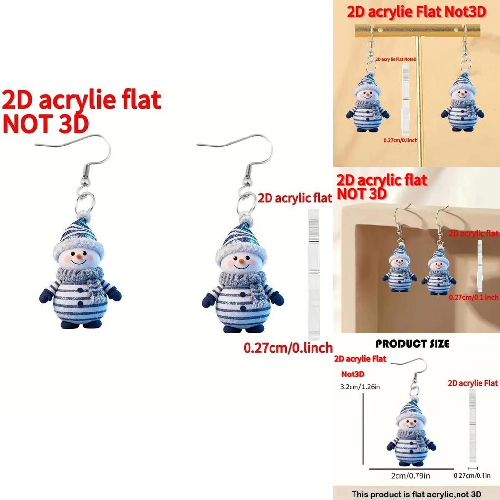 Snowman Christmas Acrylic Earrings With Silver Post For Festive Style