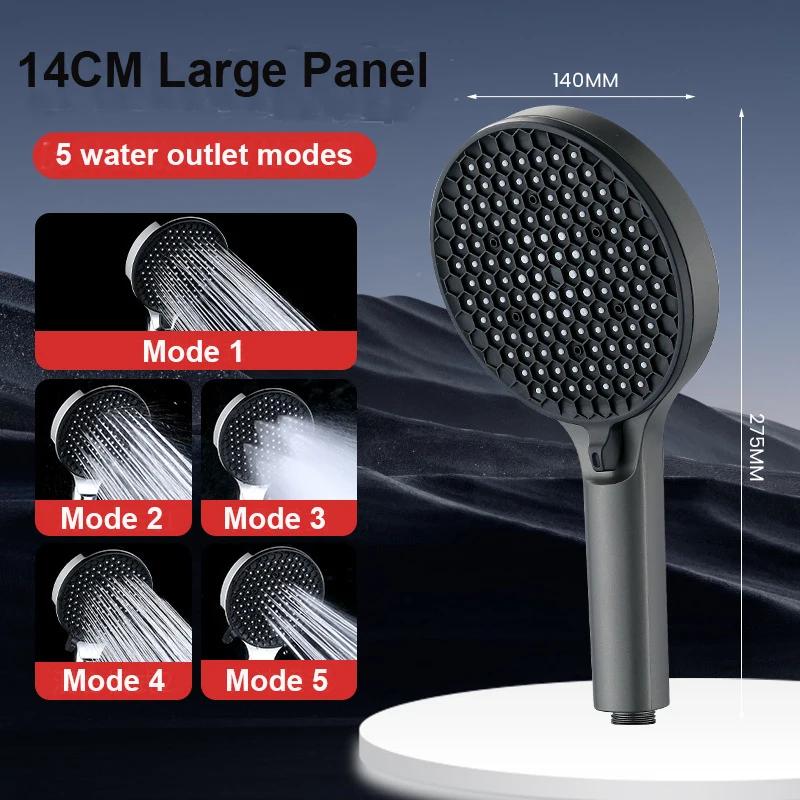 

Handheld Pressurized Showerhead 5 Mode Big Panel Shower Head Water Filter Pressure Shower Portable Shower Bathroom Accessories