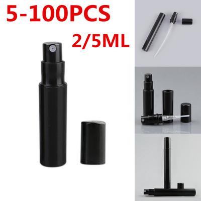 5-100PCS 2/5ML Black Plastic Spray Bottle Empty Perfume Atomizer Refill Container Sample Makeup Bottles