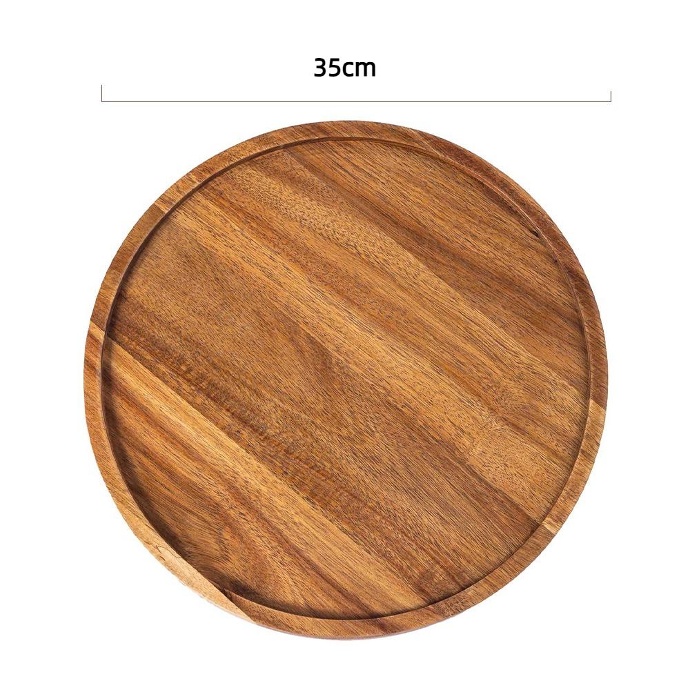 Solid Wood Serving Platter Tray Round Wooden Tea Tray Plate Dinner Plates  For Food Snack Dishs