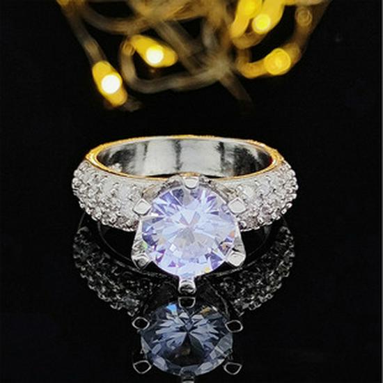 European & American Fashion Ring: Square Colored Diamond, Women's Daily/Wedding/Banquet R4898