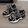 Korean version contrasting color platform pair of shoelaces sports shoes women's new round head running shoes women's fashion casual shoes