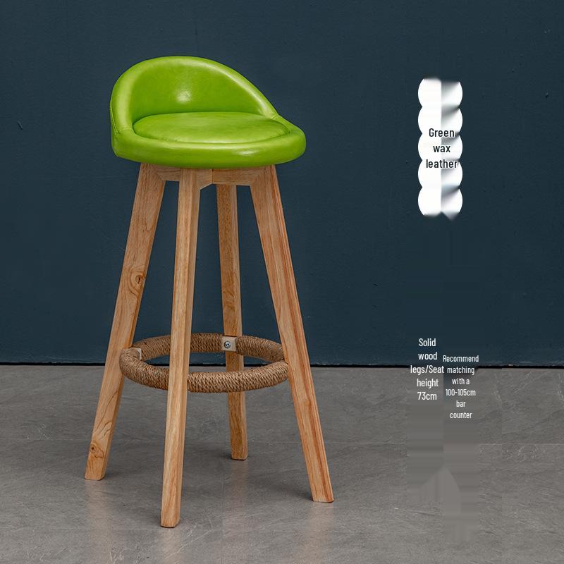 Nordic Solid Wood Swivel Bar Stool - Modern Minimalist Design for Home Bars