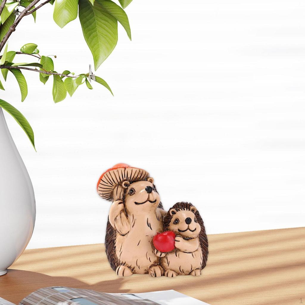 Hedgehog Figurine Animal Sculpture Small Creative Desktop Ornament Garden Accessories for Fireplace