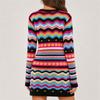 Damen Ringel Strick Pullover Pullover, Rundhals Mittellange Tunika für Herbst Winter Freizeitkleidung