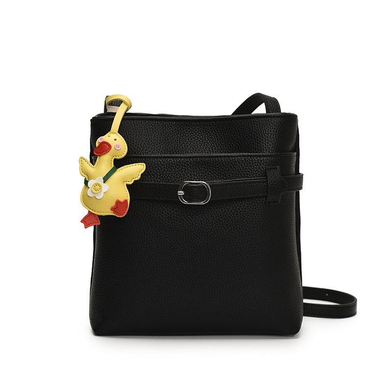 Spring and summer new Korean niche simple lychee pattern bucket bag casual commuting versatile high sense messenger women's bag