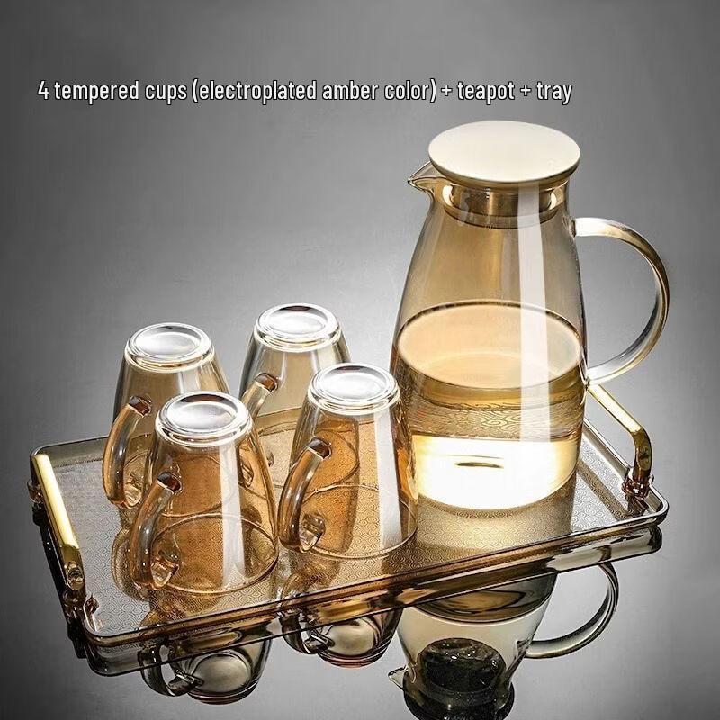 Handun Tempered Glass Drinking Cup Set with Draining Rack