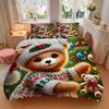 3pcs Christmas Teddy Bear Bedding Set - Includes One Quilt Cover and Two Pillowcases (No Core) - Festive Gift for Bedroom Decor - Polyester
