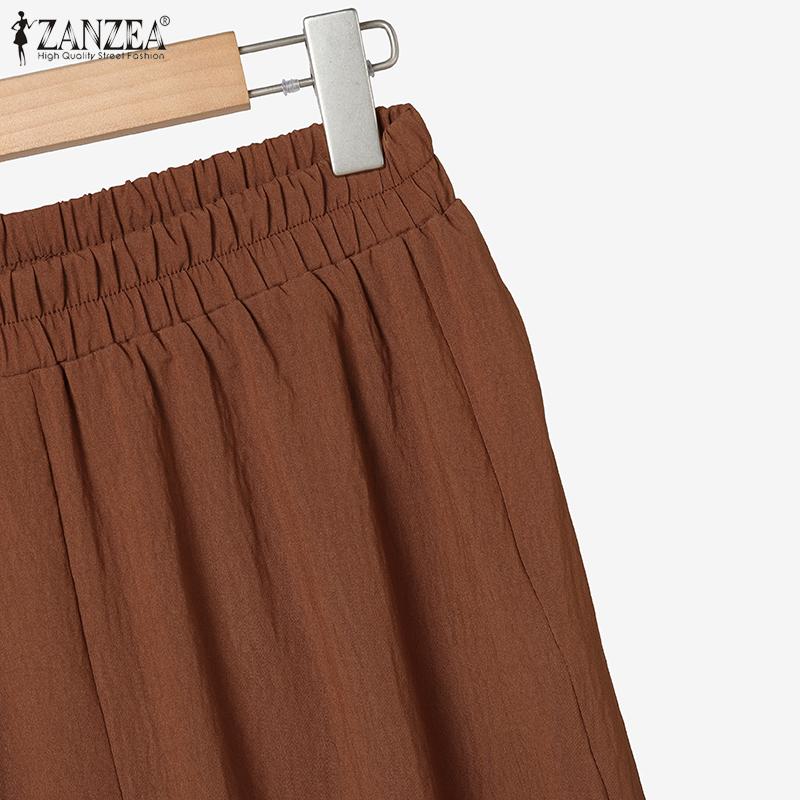 ZANZEA Womens Long Sleeve Blouse and Wide Leg Pants Casual Two Piece Suit Sets