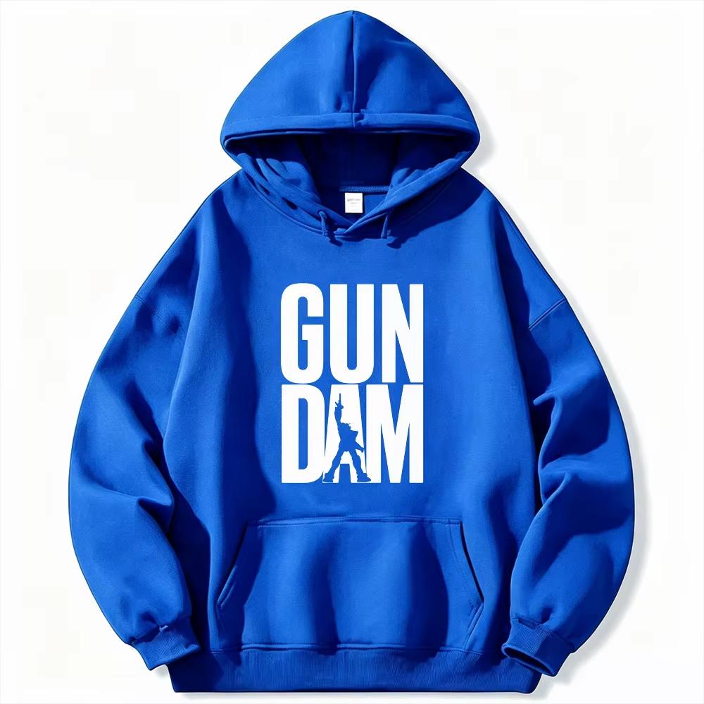 Gundam Men's Hoodie Silhouette Letter Print Anime Sweatshirt High Quality Warm Sports Hoodie Autumn Winter Top