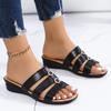 2024 High Quality Women's Shoes New Summer Women's Slippers Large Size Solid Color Metal Decoration Casual Low Heel Slippers