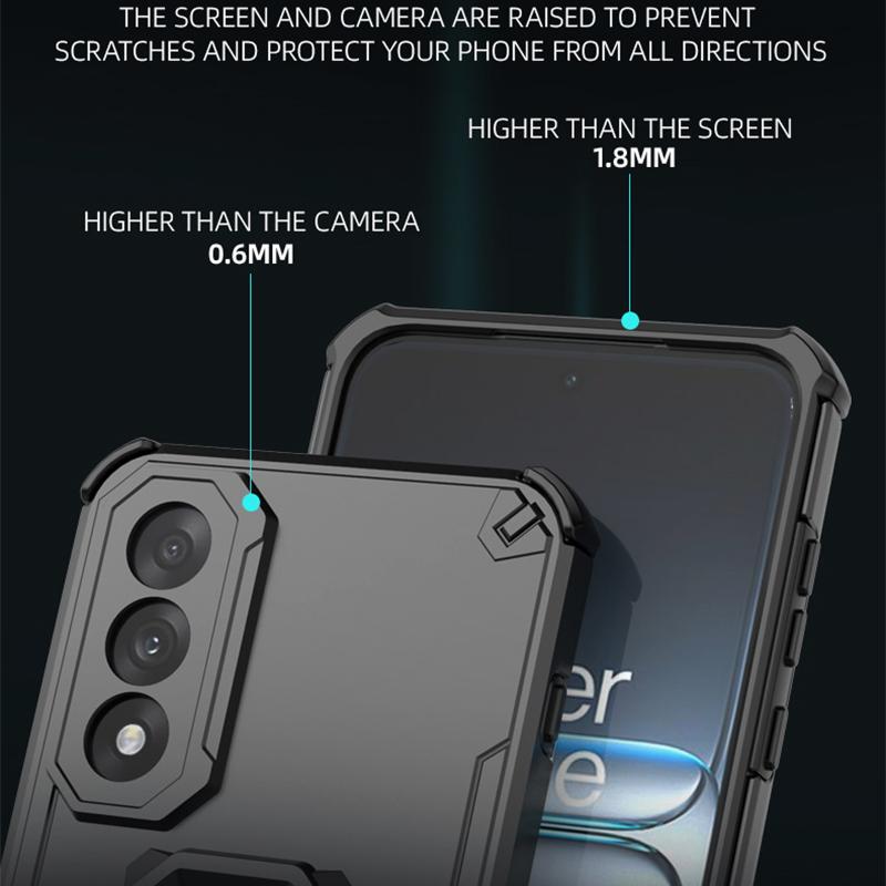 KEYSION Coque Armure Antichoc pour OnePlus Nord 5 5G Silicone+PC Support Métal Vertical Anneau Live Housse de Téléphone pour OnePlus Nord CE5