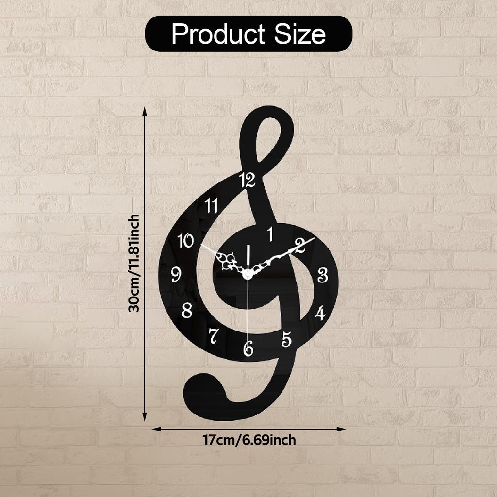 Horloge Murale Moderne Note de Musique Décorative Silencieuse Sans Tic-Tac Art Mural Musical Décor Cadeau pour Salle de Piano Studio