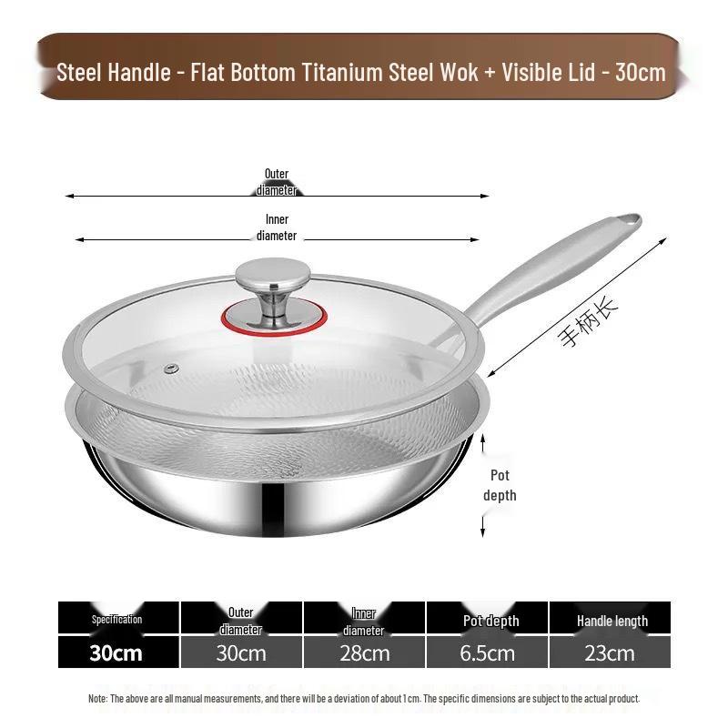 Premium Titanium Non-stick Hammered Frying Pan with Steel Layer, Ideal for Steaks, Flat-Bottomed Design
