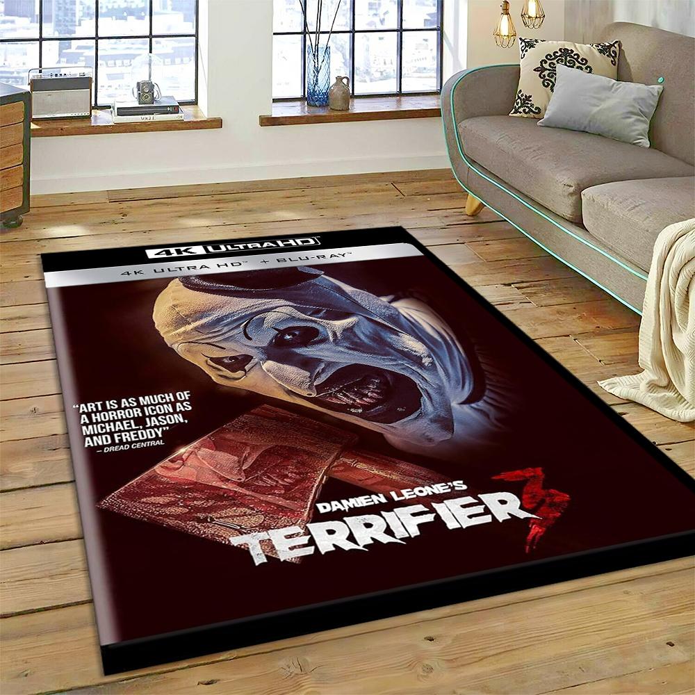 3D Terrifier 3 Horror Clown Movie Cartoon Carpet Rug for Bedroom Living Room Home Sofa Decoration,kids Play Decor Floor Mat Gift