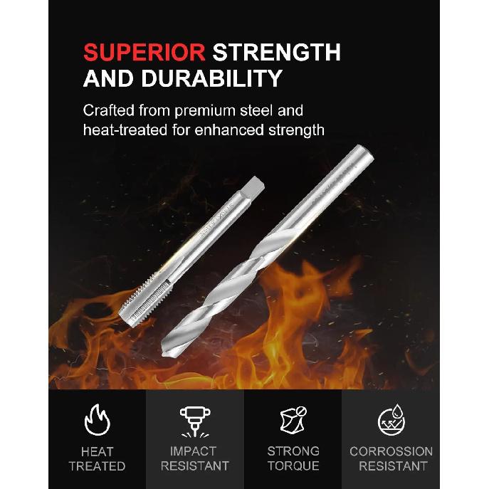 Helicoil Thread Repair Kit 320-Piece, Metric & SAE HSS Drill Bit & Tap Set for Automotive Rethreading