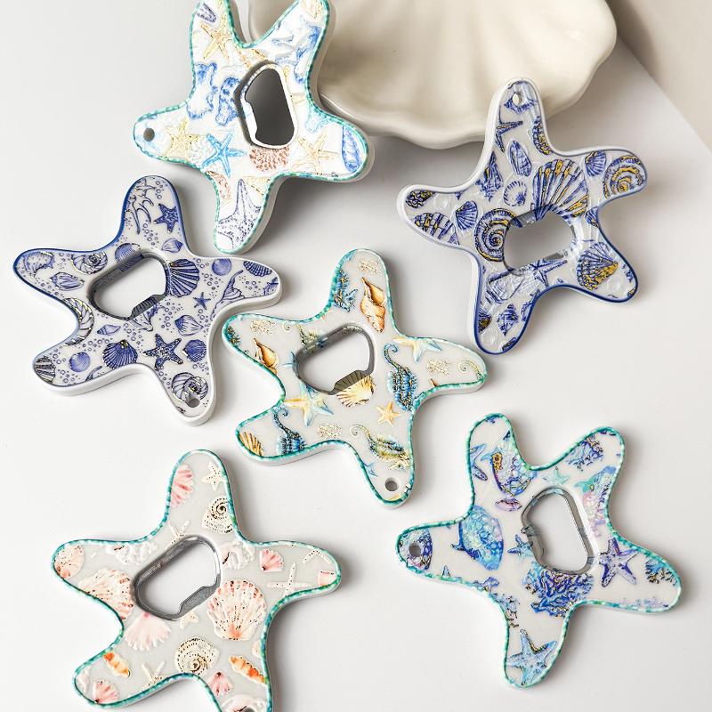 3D Beach Starfish Fridge Magnet Five Pointed Star Embossed Cute Nautical Decor for Office Kitchen